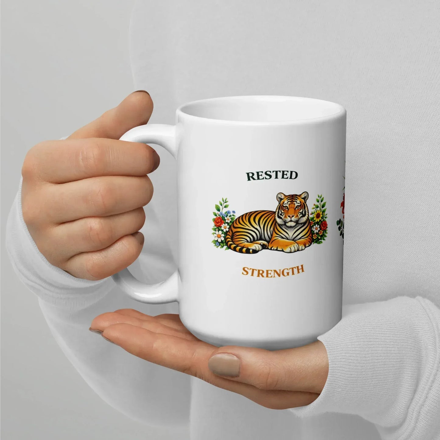 Shop our premium rested strength tiger mug from MySisterIsASurvivor.