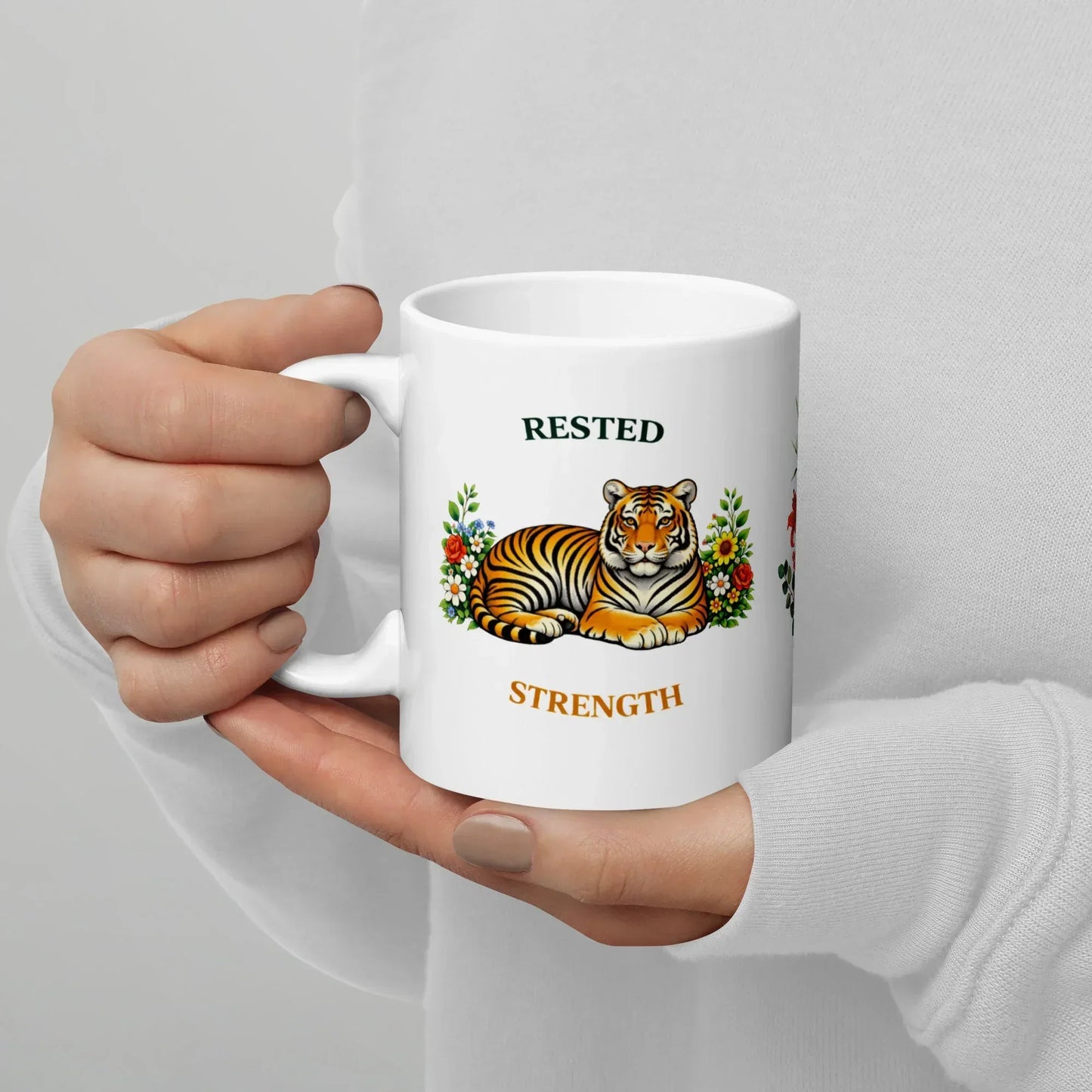 Shop our premium rested strength tiger mug from MySisterIsASurvivor.