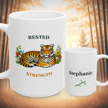 Shop our premium steady strength tiger mug from MySisterIsASurvivor.
