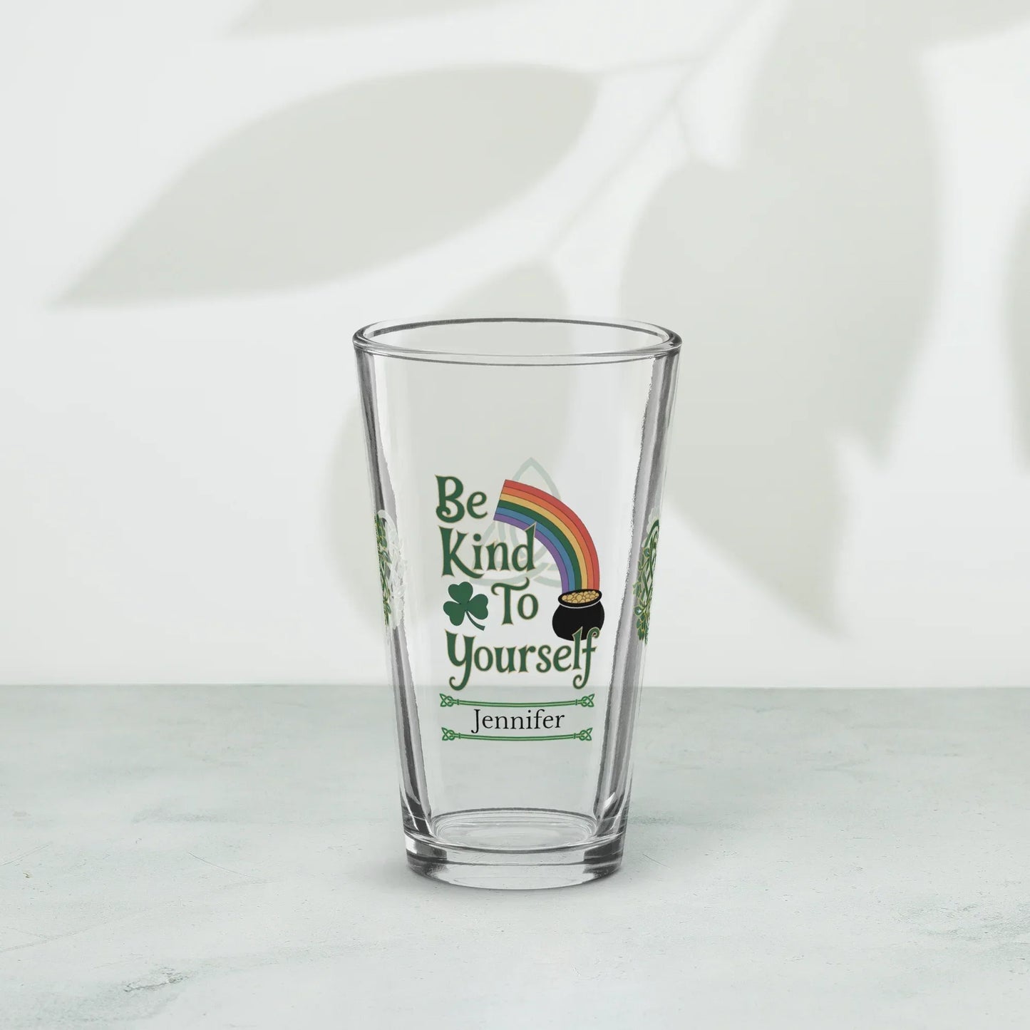 Shop our premium be kind to your yourself st patrick pint glass from MySisterIsASurvivor.