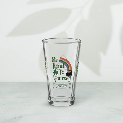 Shop our premium be kind to your yourself st patrick pint glass from MySisterIsASurvivor.
