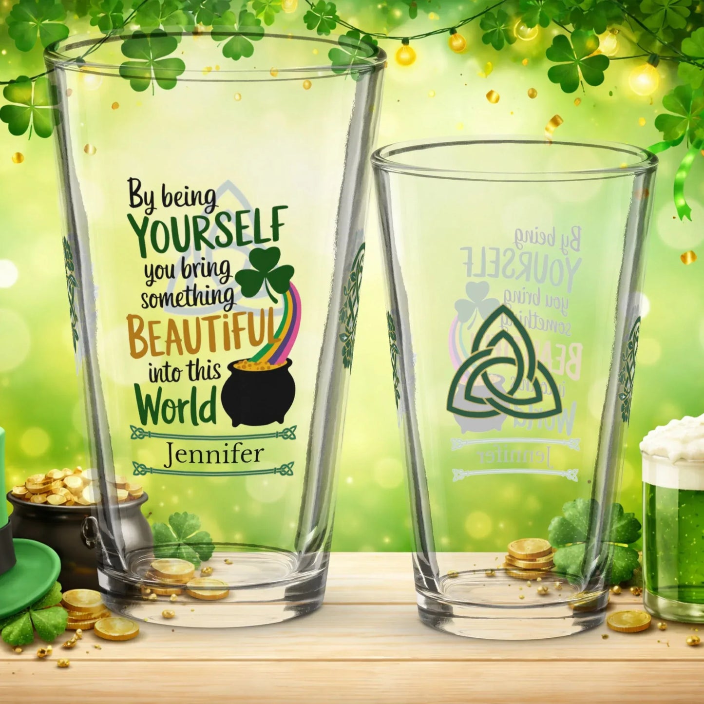 Shop our by being yourself st patrick pint glass featuring the 16oz style option from MySisterIsASurvivor.