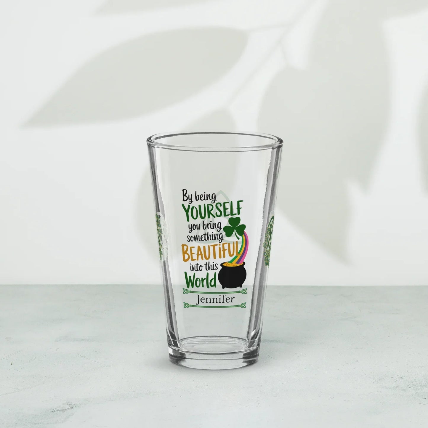Shop our premium by being yourself st patrick pint glass from MySisterIsASurvivor.