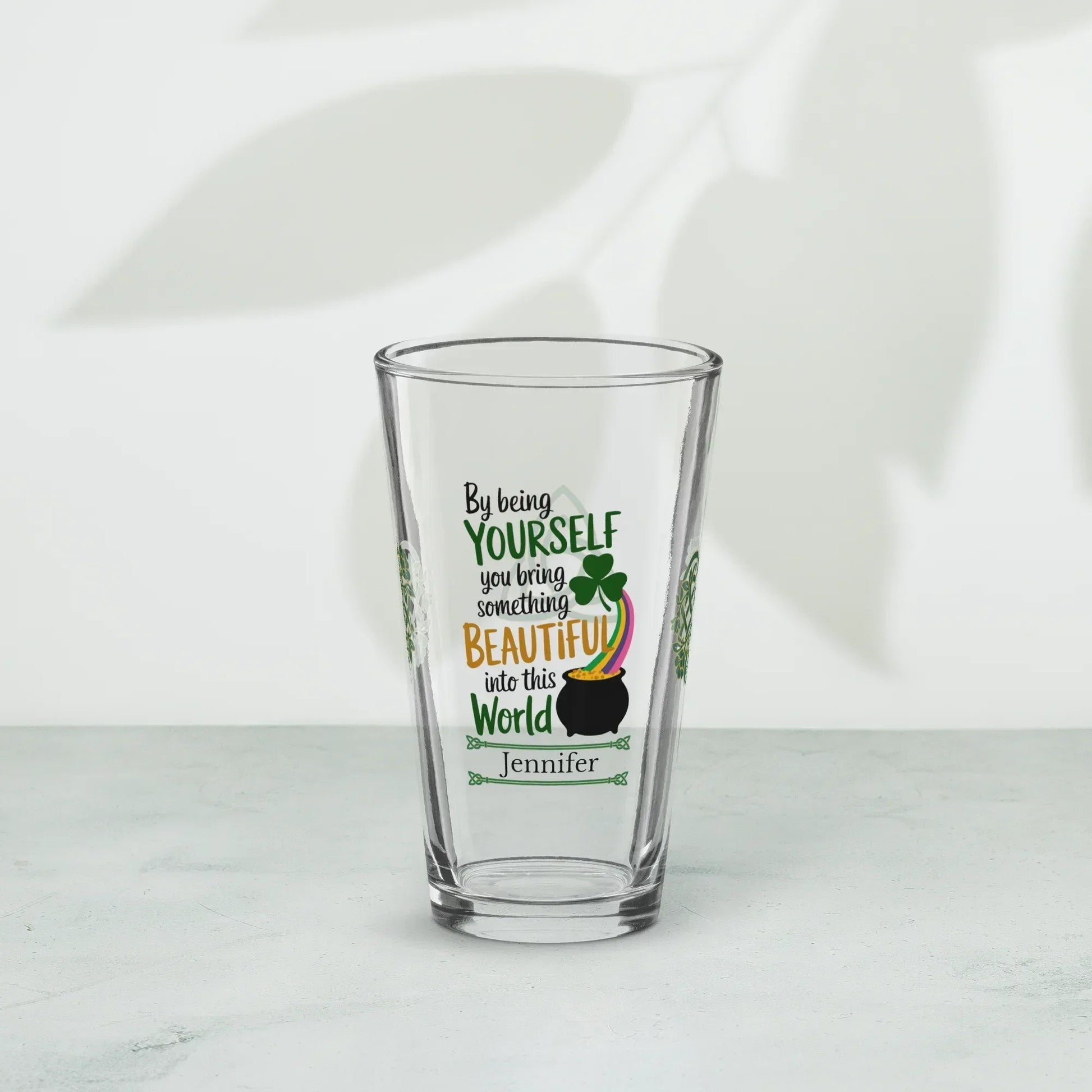Shop our premium by being yourself st patrick pint glass from MySisterIsASurvivor.