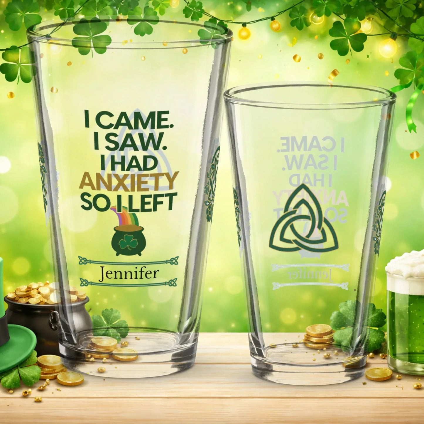 Shop our i came i saw st patrick pint glass featuring the 16oz style option from MySisterIsASurvivor.