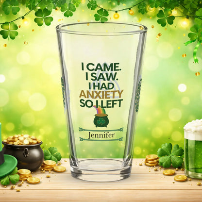 Shop our premium i came i saw st patrick pint glass from MySisterIsASurvivor.