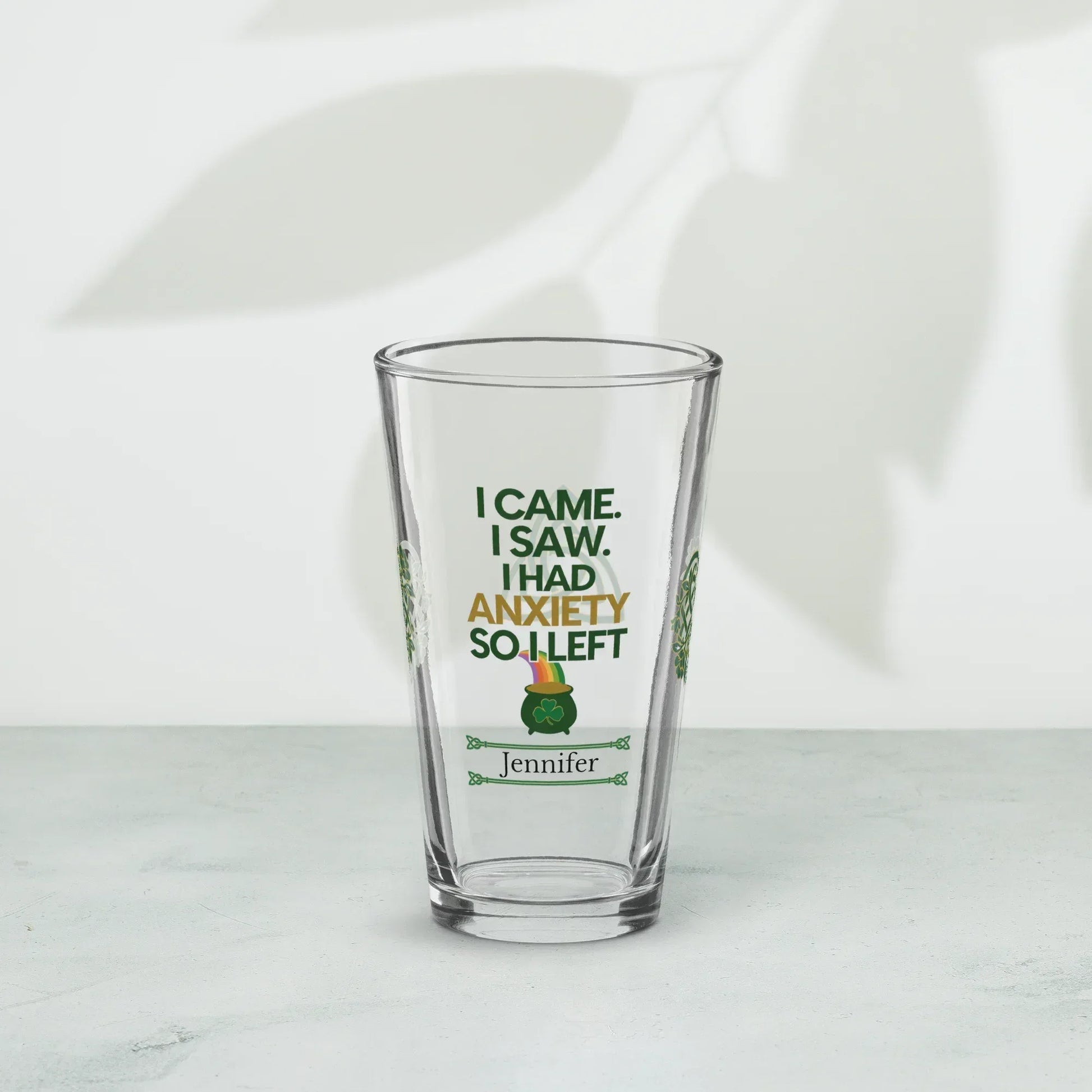Shop our premium i came i saw st patrick pint glass from MySisterIsASurvivor.