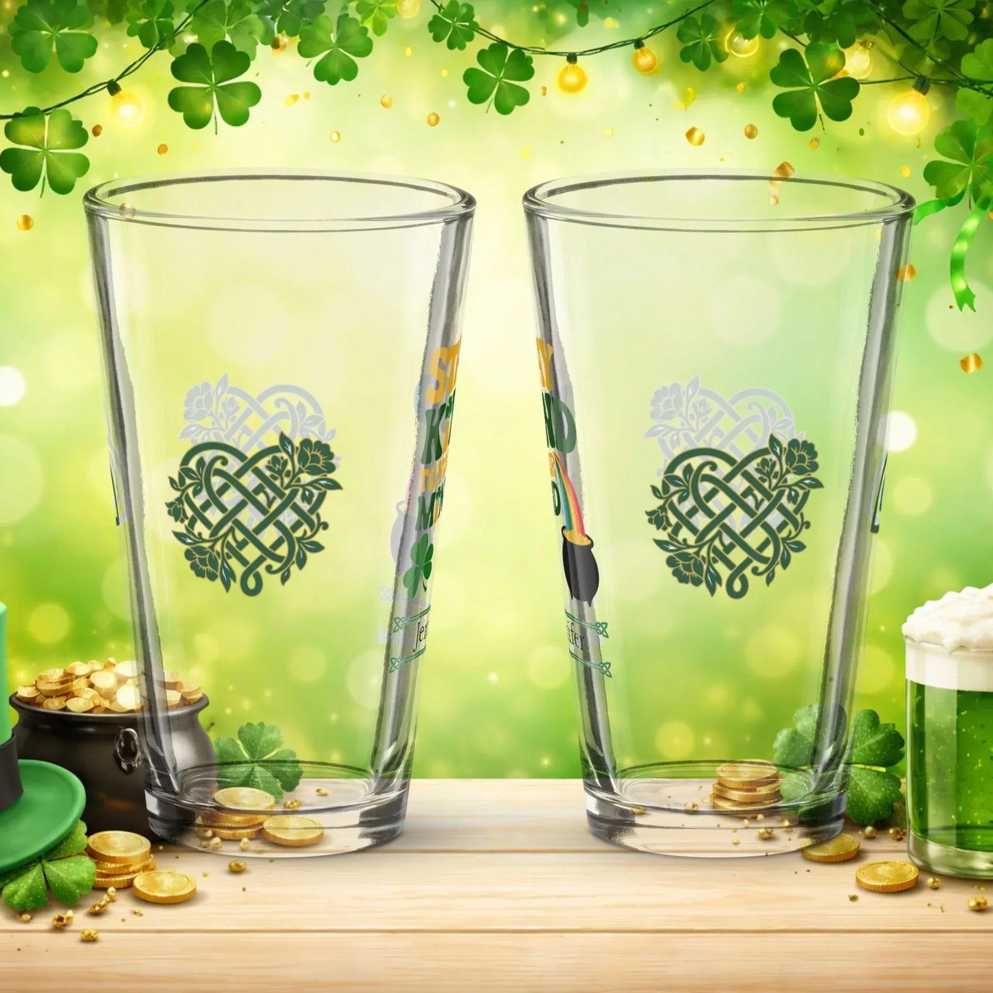 Shop our premium stay kind to your mind st patrick pint glass from MySisterIsASurvivor.