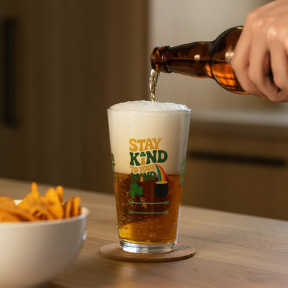 Shop our premium stay kind to your mind st patrick pint glass from MySisterIsASurvivor.
