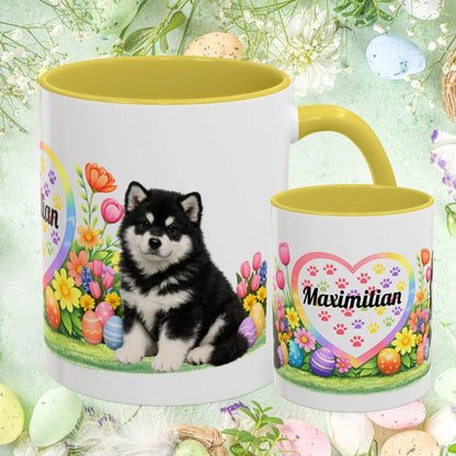 Shop our alaskan malamute black white puppy easter mug featuring the 11oz style option from MySisterIsASurvivor.