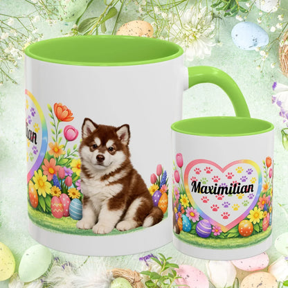 Shop our alaskan malamute red white puppy easter mug featuring the 11oz style option from MySisterIsASurvivor.