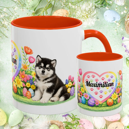 Shop our alaskan malamute seal white puppy easter mug featuring the 11oz style option from MySisterIsASurvivor.
