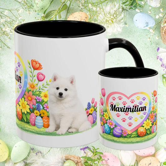 Shop our american eskimo puppy easter mug featuring the 11oz style option from MySisterIsASurvivor.