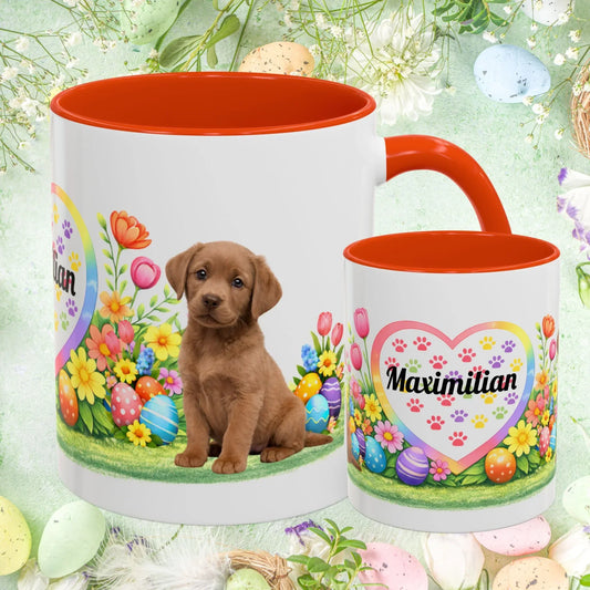 Shop our labrador retriever chocolate light puppy easter mug featuring the 11oz style option from MySisterIsASurvivor.