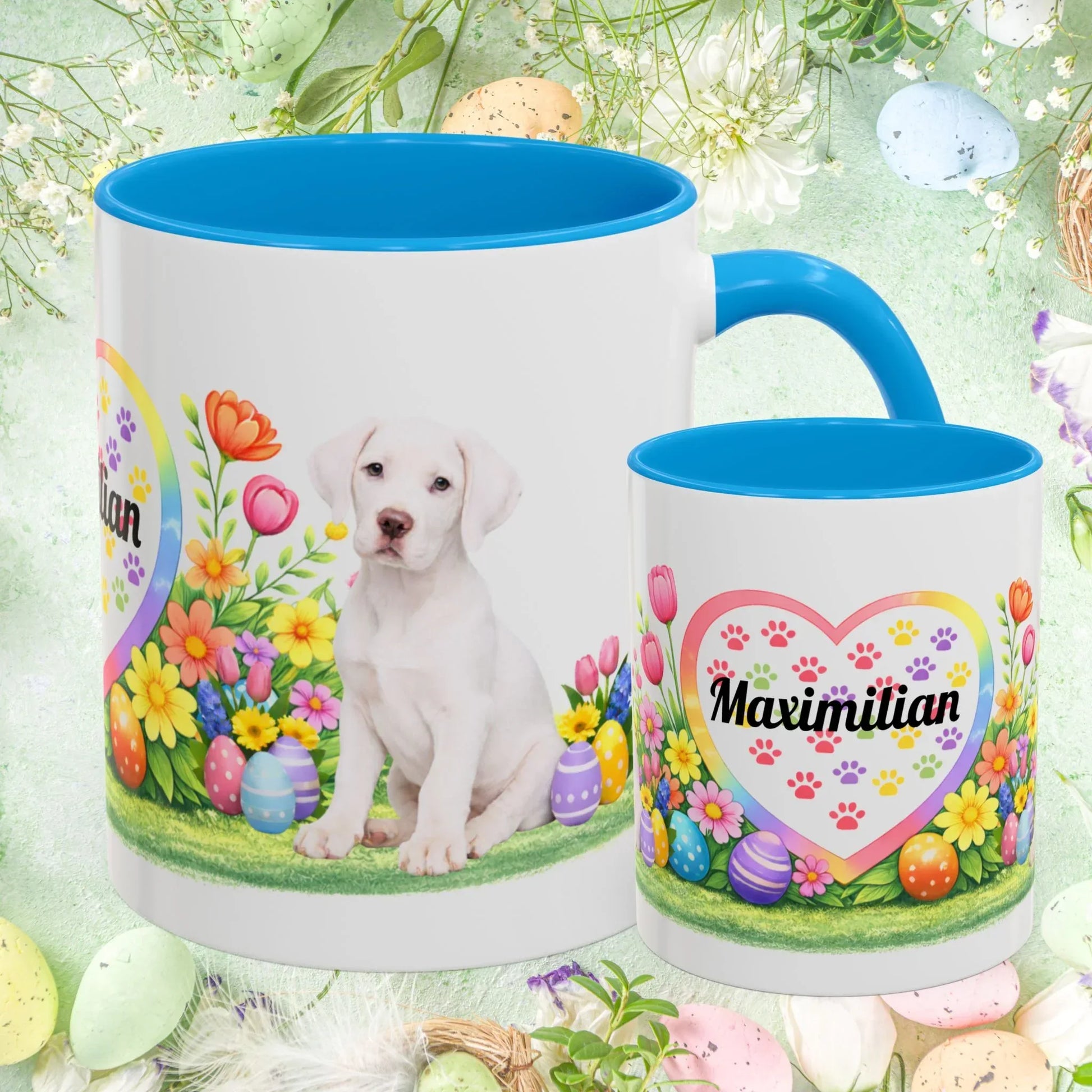 Shop our great dane all white puppy easter mug featuring the 11oz style option from MySisterIsASurvivor.