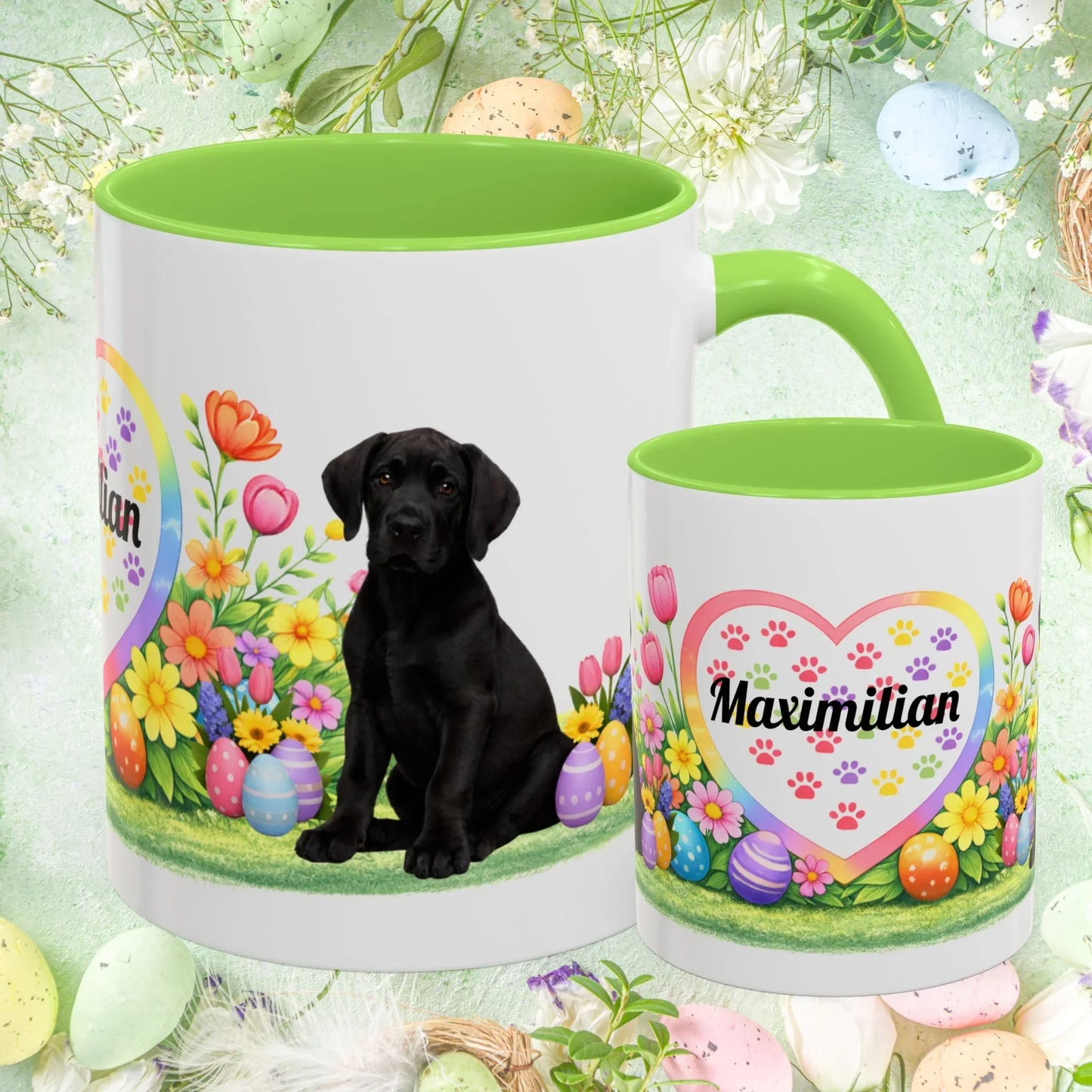 Shop our great dane black puppy easter mug featuring the 11oz style option from MySisterIsASurvivor.