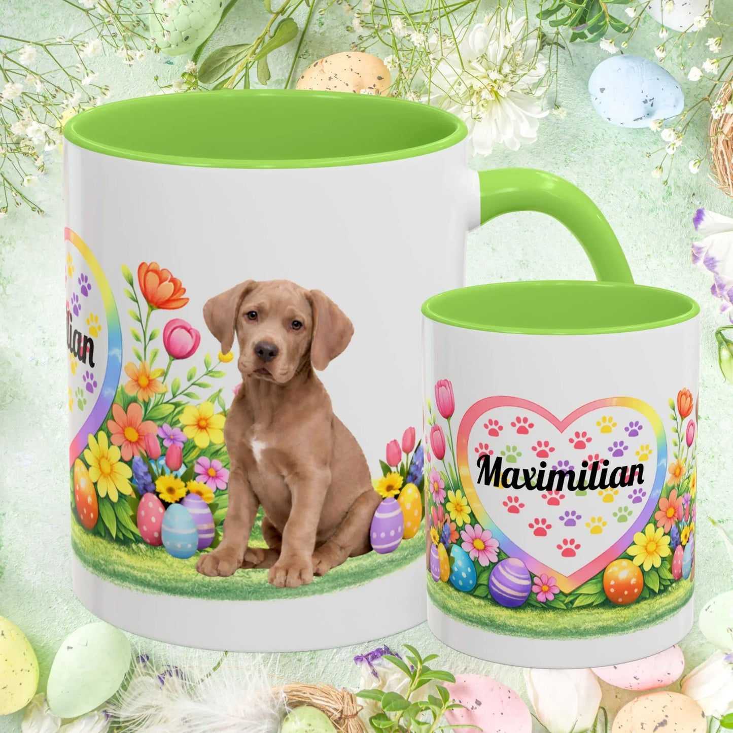 Shop our great dane isabella dilute fawn puppy easter mug featuring the 11oz style option from MySisterIsASurvivor.
