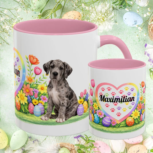 Shop our great dane merle puppy easter mug featuring the 11oz style option from MySisterIsASurvivor.