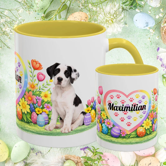 Shop our great dane piebald puppy easter mug featuring the 11oz style option from MySisterIsASurvivor.