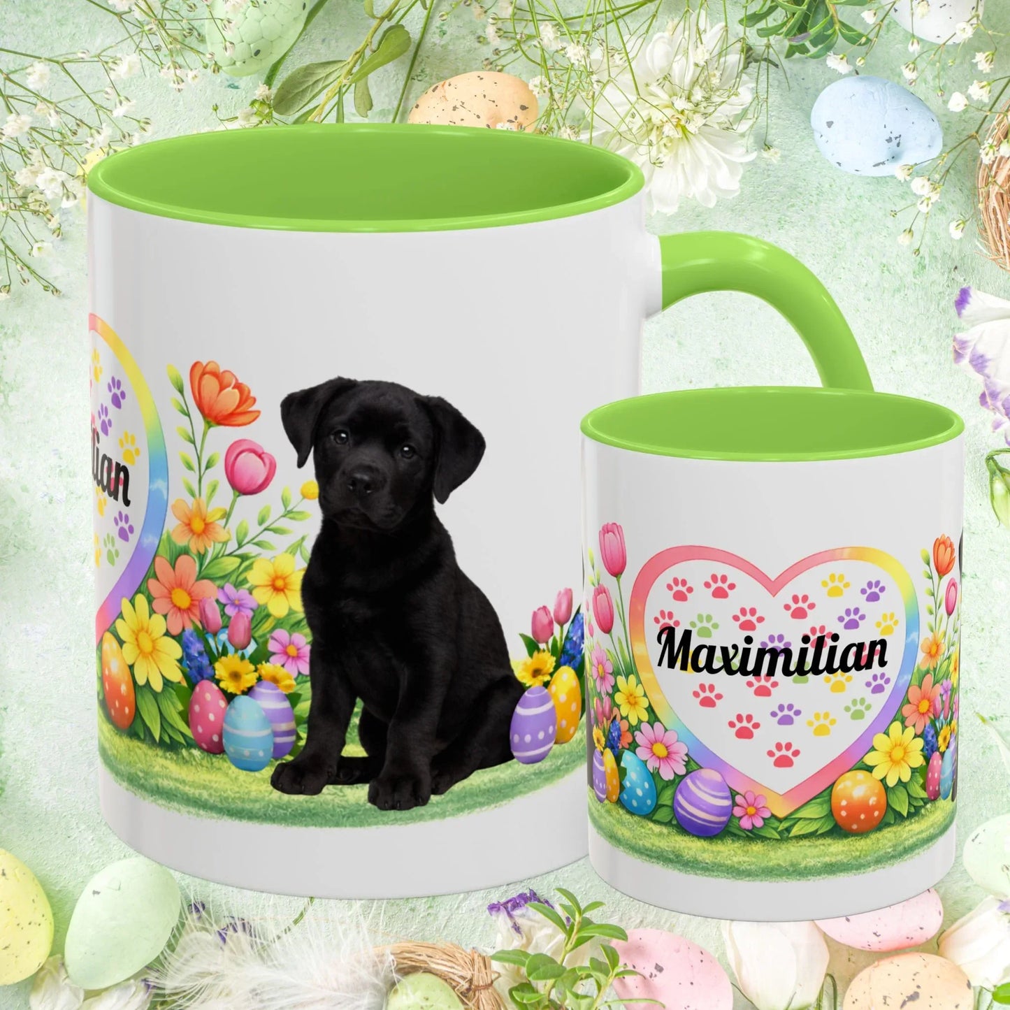 Shop our rottweiler black puppy easter mug featuring the 11oz style option from MySisterIsASurvivor.