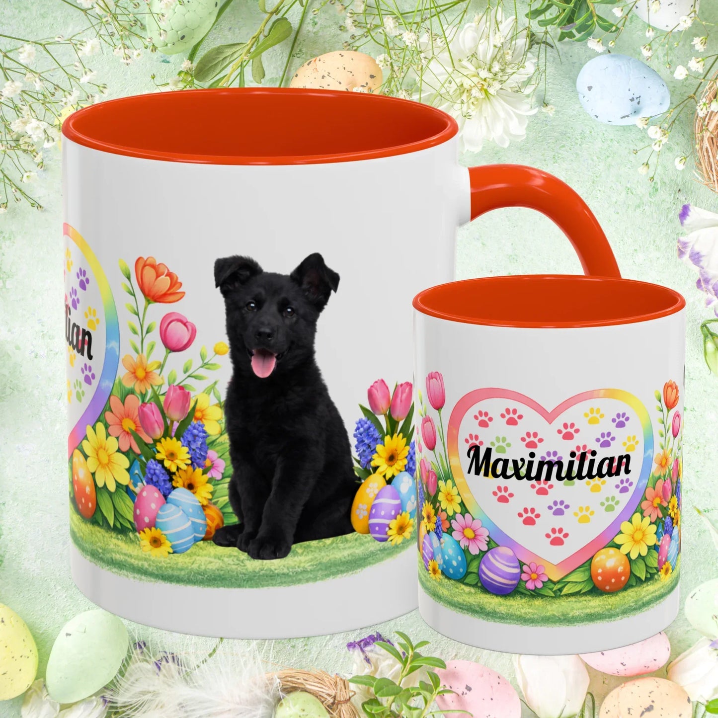 Shop our german shepherd black puppy easter mug featuring the 11oz style option from MySisterIsASurvivor.