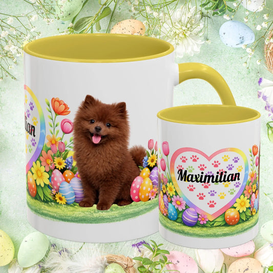 Shop our pomeranian chocolate puppy easter mug featuring the 11oz style option from MySisterIsASurvivor.