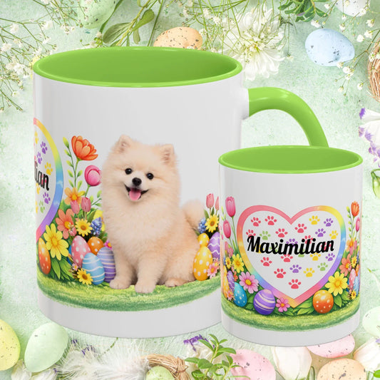Shop our pomeranian cream puppy easter mug featuring the 11oz style option from MySisterIsASurvivor.