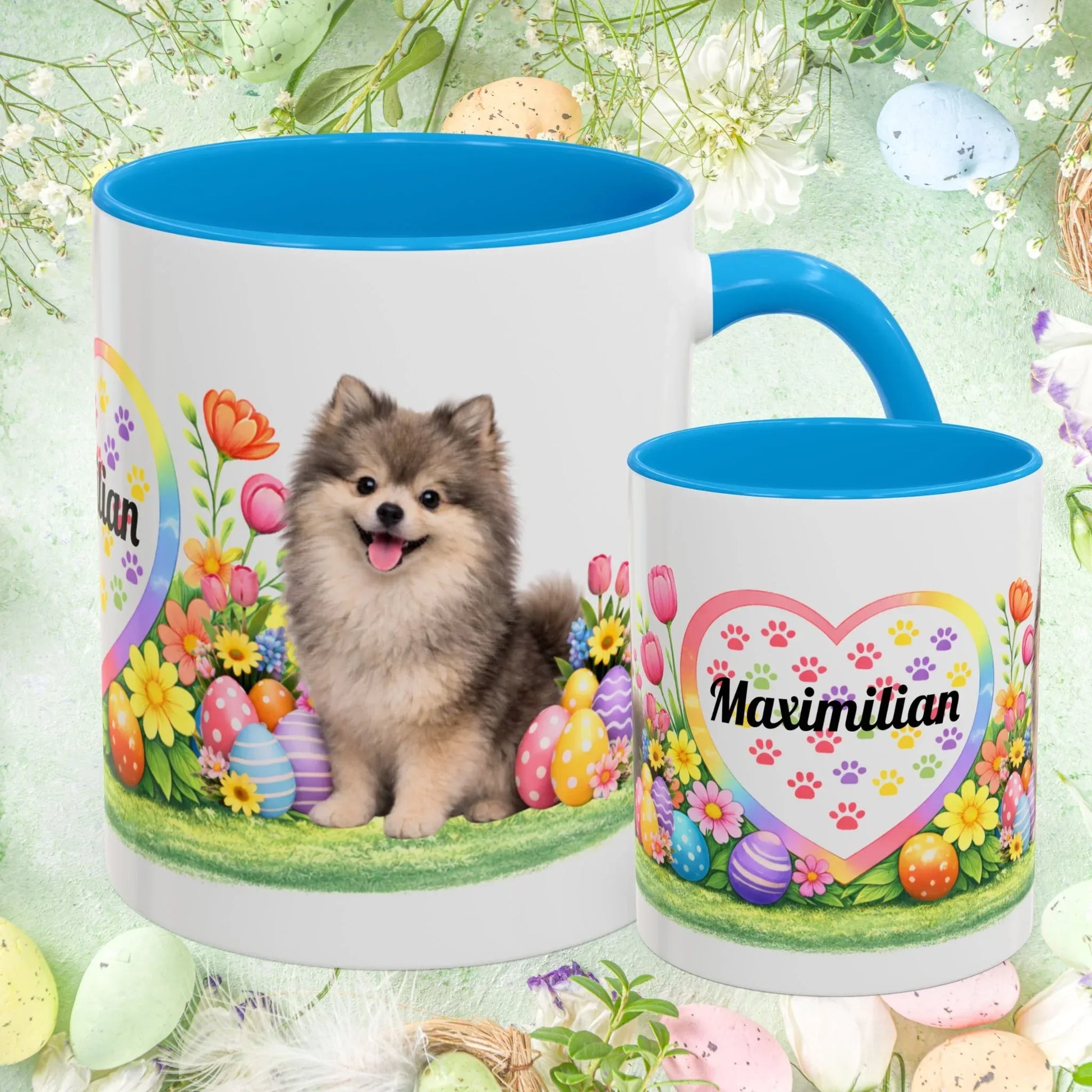 Shop our pomeranian wolf sable puppy easter mug featuring the 11oz style option from MySisterIsASurvivor.