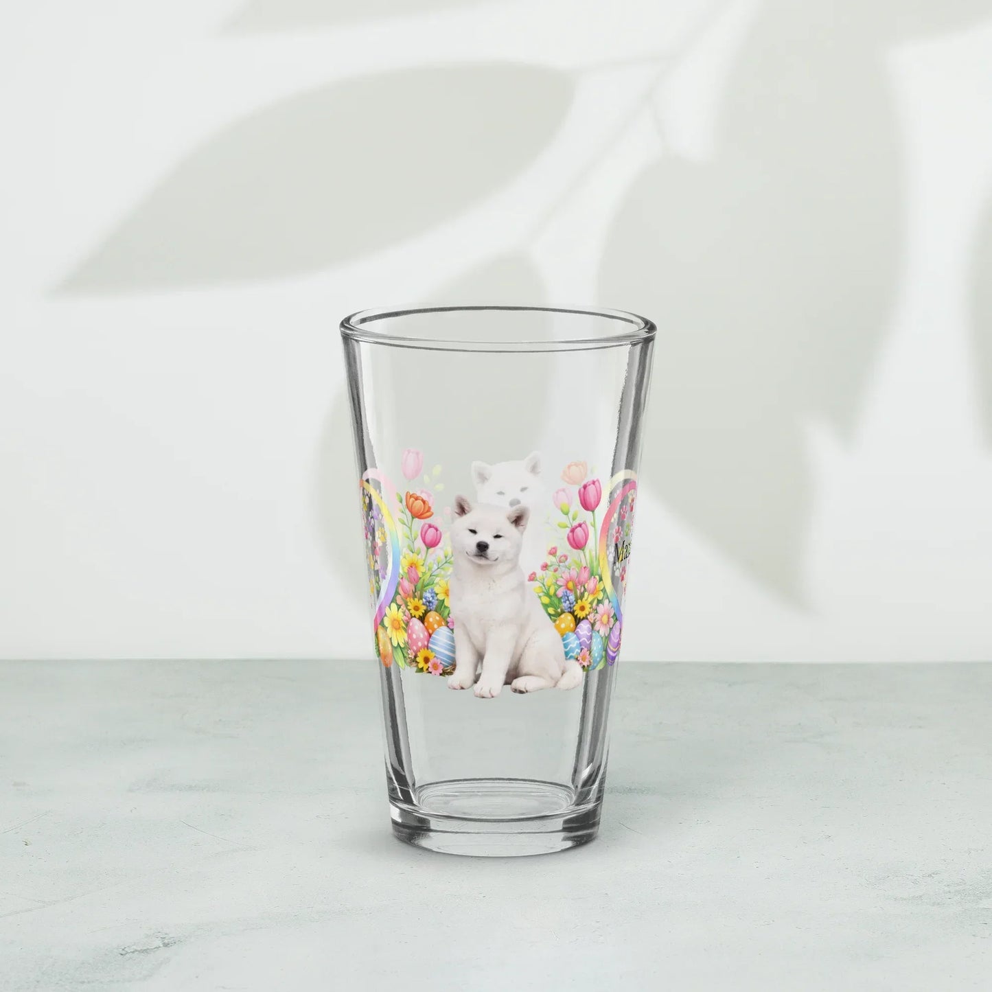 Shop our premium akita white easter puppy pint glass from MySisterIsASurvivor.