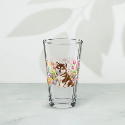 Shop our premium alaskan malamute red white easter puppy pint glass from MySisterIsASurvivor.