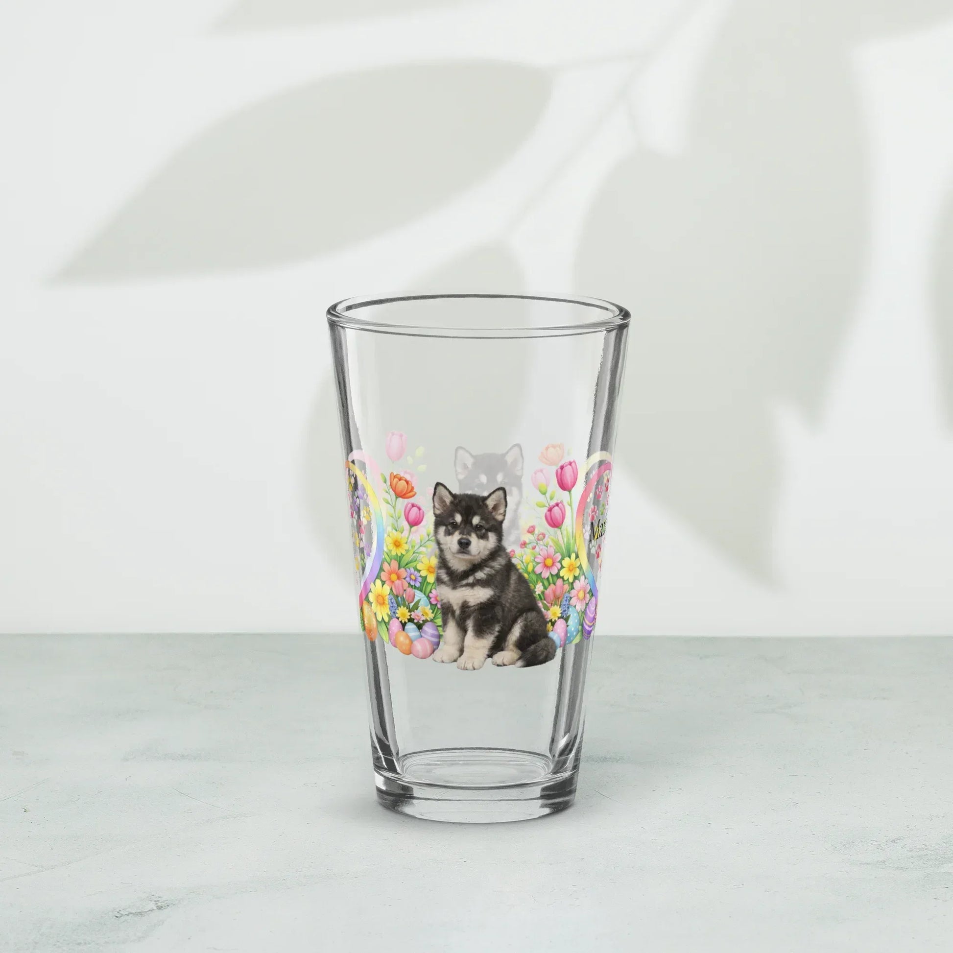 Shop our premium alaskan malamute agouti white easter puppy pint glass from MySisterIsASurvivor.