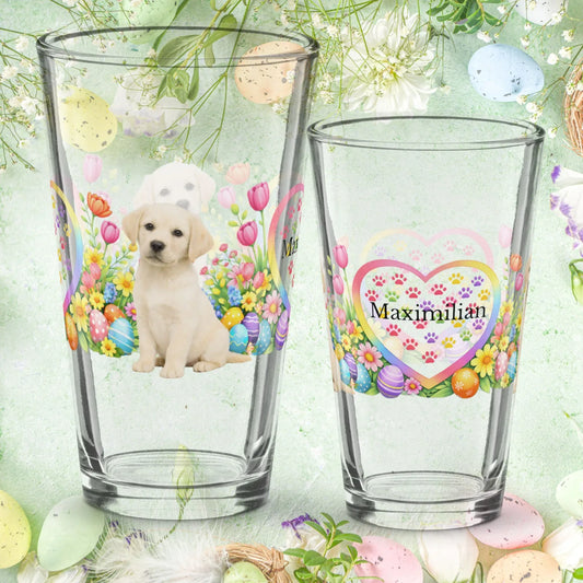 Shop our labrador retriever pale buttermilk easter puppy pint glass featuring the 16oz style option from MySisterIsASurvivor.