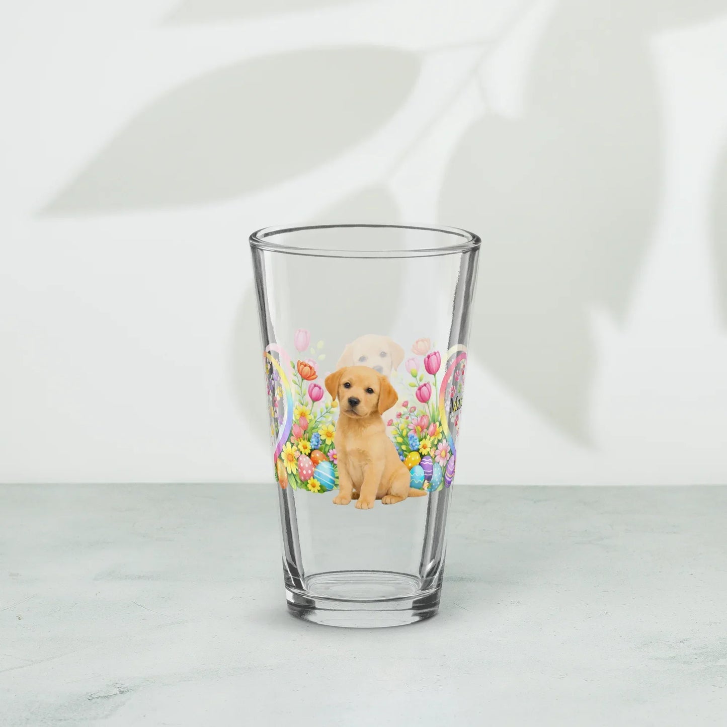 Shop our premium labrador retriever yellow golden easter puppy pint glass from MySisterIsASurvivor.