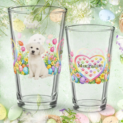 Shop our labrador retriever yellow creamy white easter puppy pint glass featuring the 16oz style option from MySisterIsASurvivor.