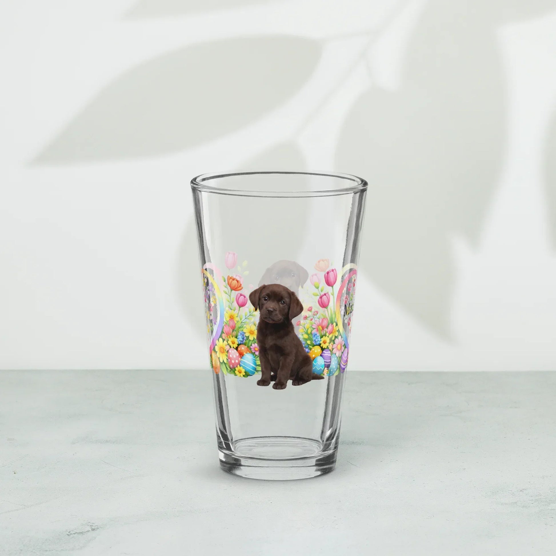 Shop our premium labrador retriever chocolate dark easter puppy pint glass from MySisterIsASurvivor.