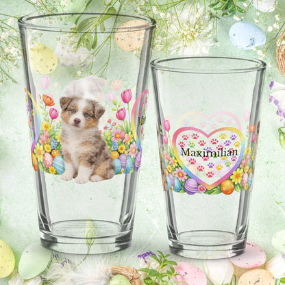 Shop our australian shepherd red merle easter puppy pint glass featuring the 16oz style option from MySisterIsASurvivor.