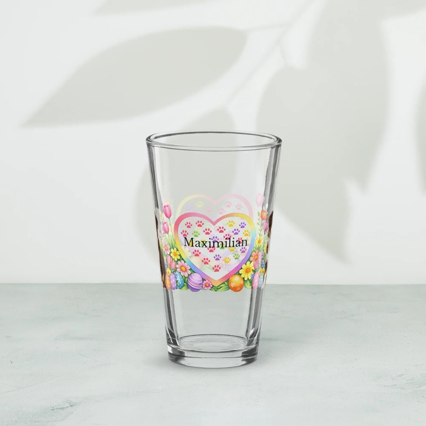Shop our premium border collie brown tricolor easter puppy pint glass from MySisterIsASurvivor.