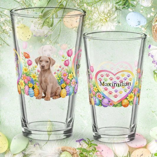 Shop our doberman melanistic fawn easter puppy pint glass featuring the 16oz style option from MySisterIsASurvivor.