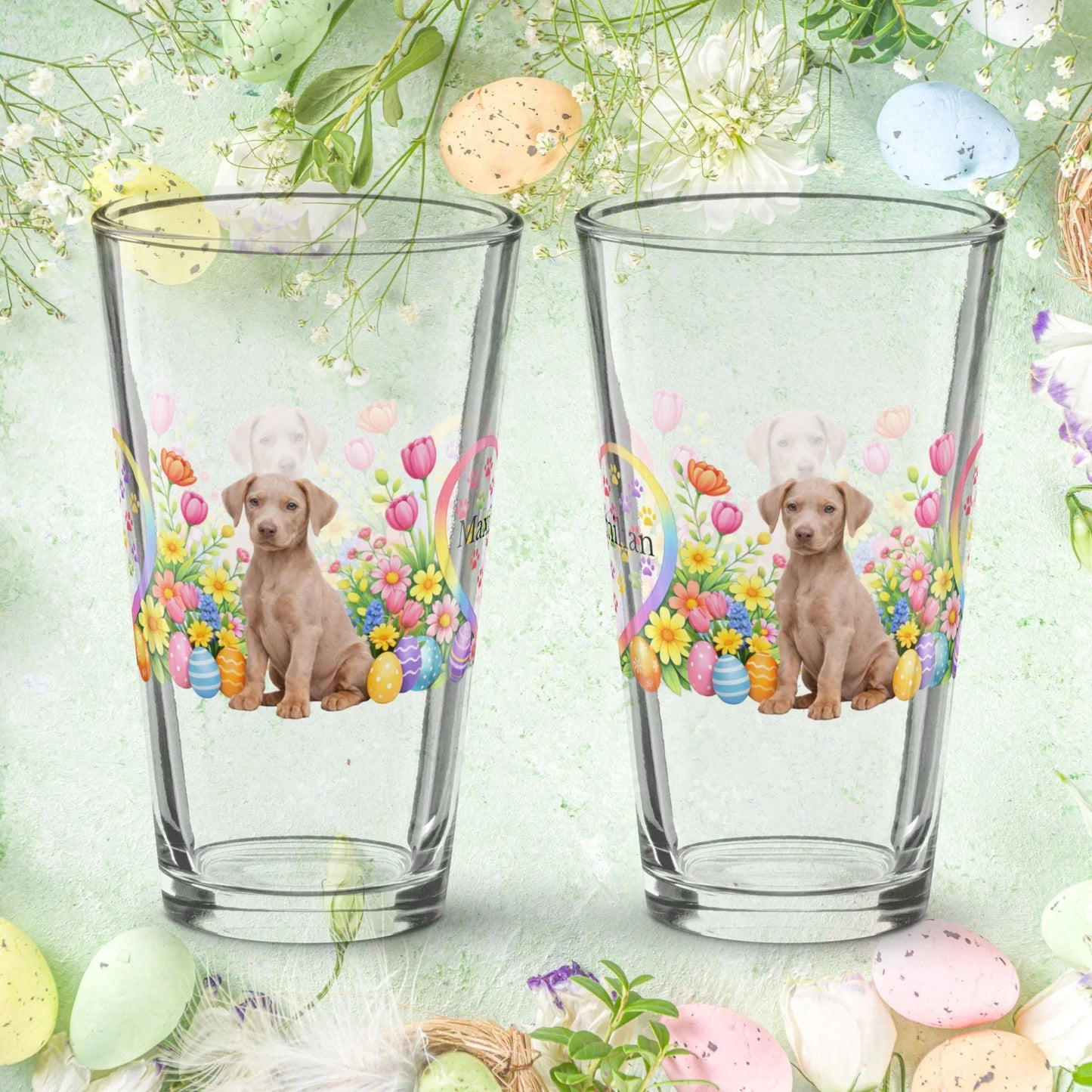 Shop our premium doberman melanistic fawn easter puppy pint glass from MySisterIsASurvivor.
