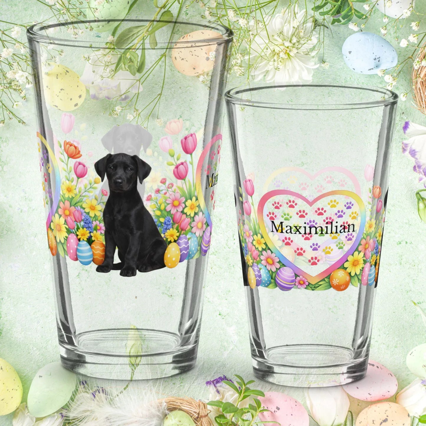 Shop our doberman melanistic black easter puppy pint glass featuring the 16oz style option from MySisterIsASurvivor.