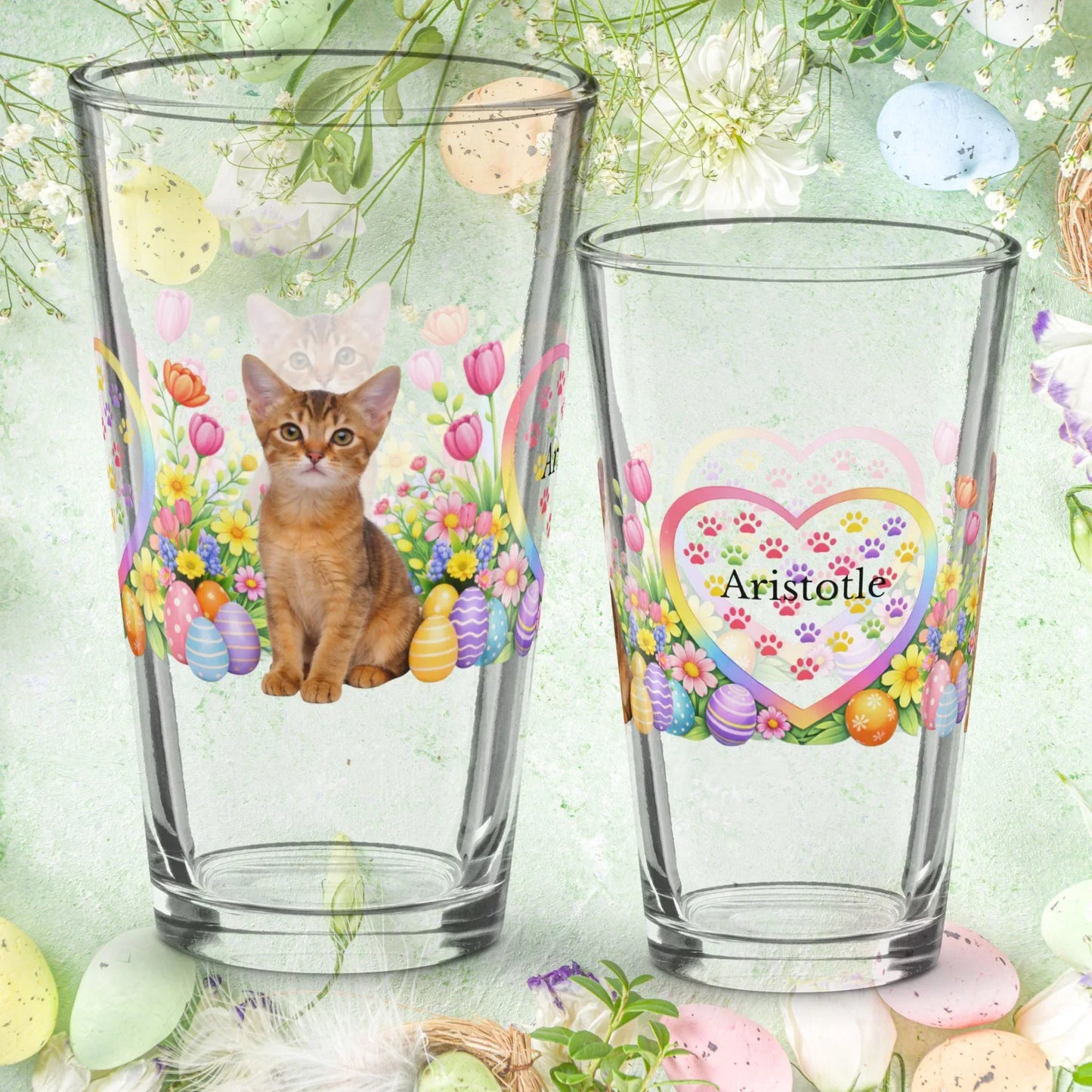 Shop our abyssinian easter kitten pint glass featuring the 16oz style option from MySisterIsASurvivor.