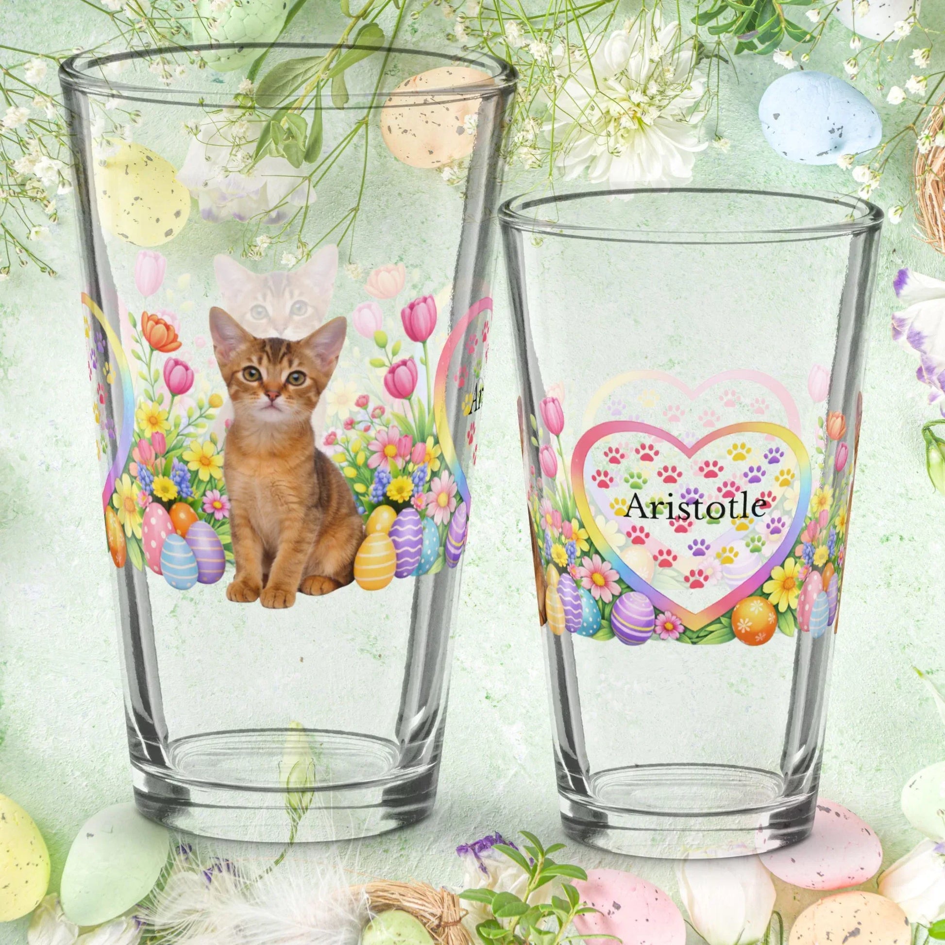 Shop our abyssinian easter kitten pint glass featuring the 16oz style option from MySisterIsASurvivor.