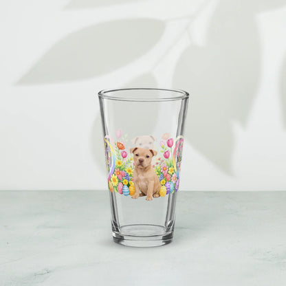 Shop our premium pitbull fawn easter puppy pint glass from MySisterIsASurvivor.