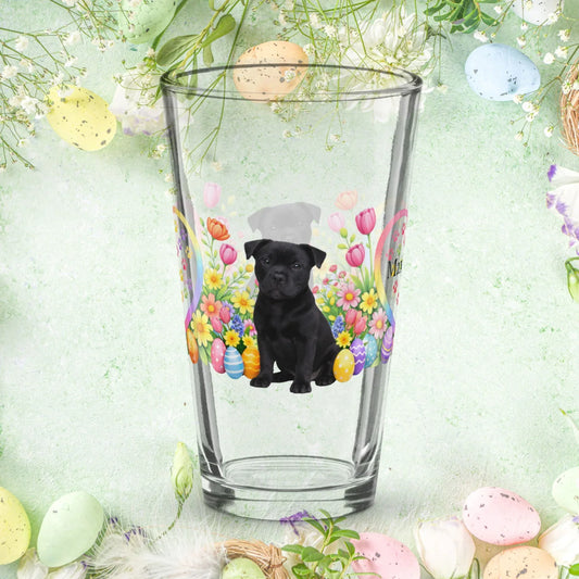 Shop our premium pitbull black easter puppy pint glass from MySisterIsASurvivor.