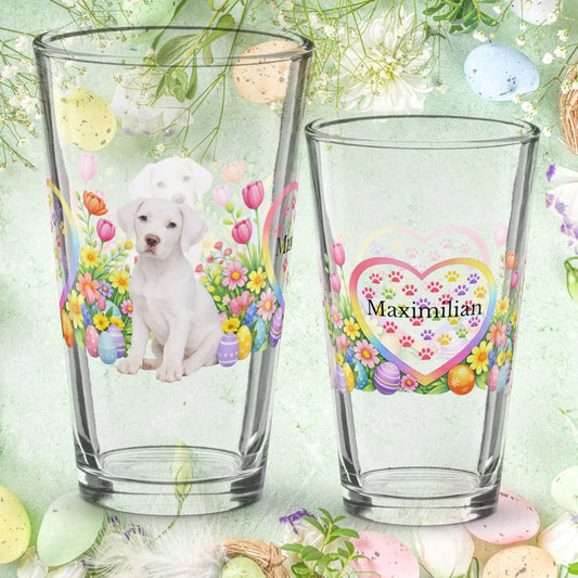 Shop our great dane all white easter puppy pint glass featuring the 16oz style option from MySisterIsASurvivor.