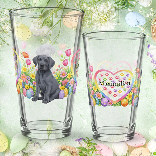 Shop our great dane blue easter puppy pint glass featuring the 16oz style option from MySisterIsASurvivor.