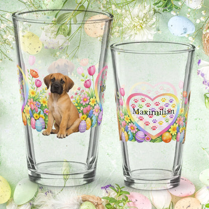 Shop our great dane fawn easter puppy pint glass featuring the 16oz style option from MySisterIsASurvivor.