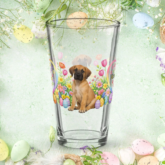 Shop our premium great dane fawn easter puppy pint glass from MySisterIsASurvivor.