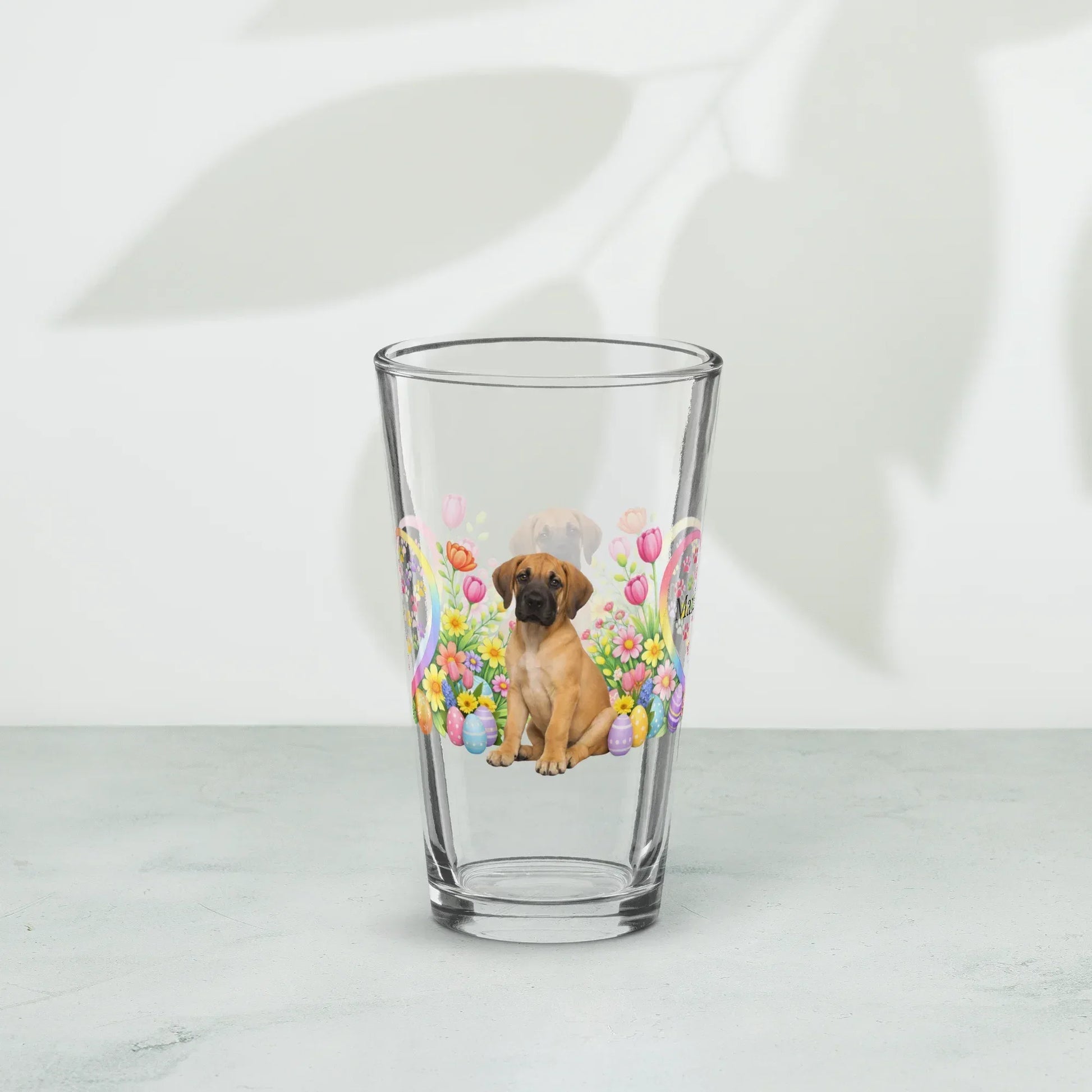 Shop our premium great dane fawn easter puppy pint glass from MySisterIsASurvivor.