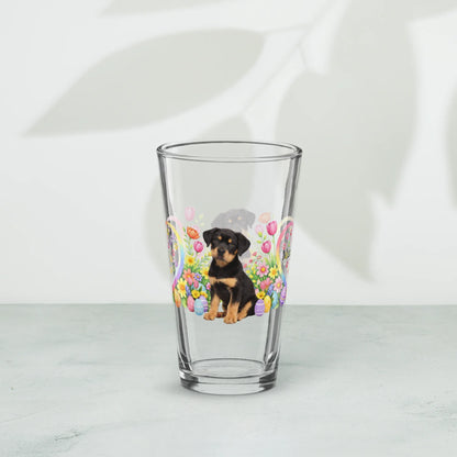 Shop our premium rottweiler black tan easter puppy pint glass from MySisterIsASurvivor.